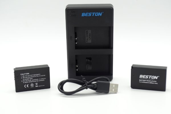 Beston USB Dual Charger And 2 Battery Kit for Canon LP-E12