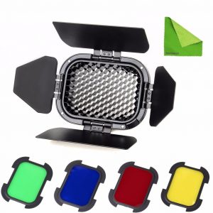 GODOX BD-07 BARNDOOR KIT WITH 4 COLOUR GELS FOR AD200 SPEEDLIGHT HEAD