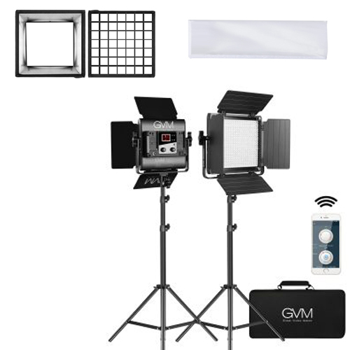 GVM 560AS Bi Colour LED 2 Light Panel Kit plus Softboxes